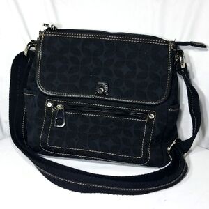 FOSSIL Marlowe Black logo fabric crossbody purse- Magnetic Closure-pockets